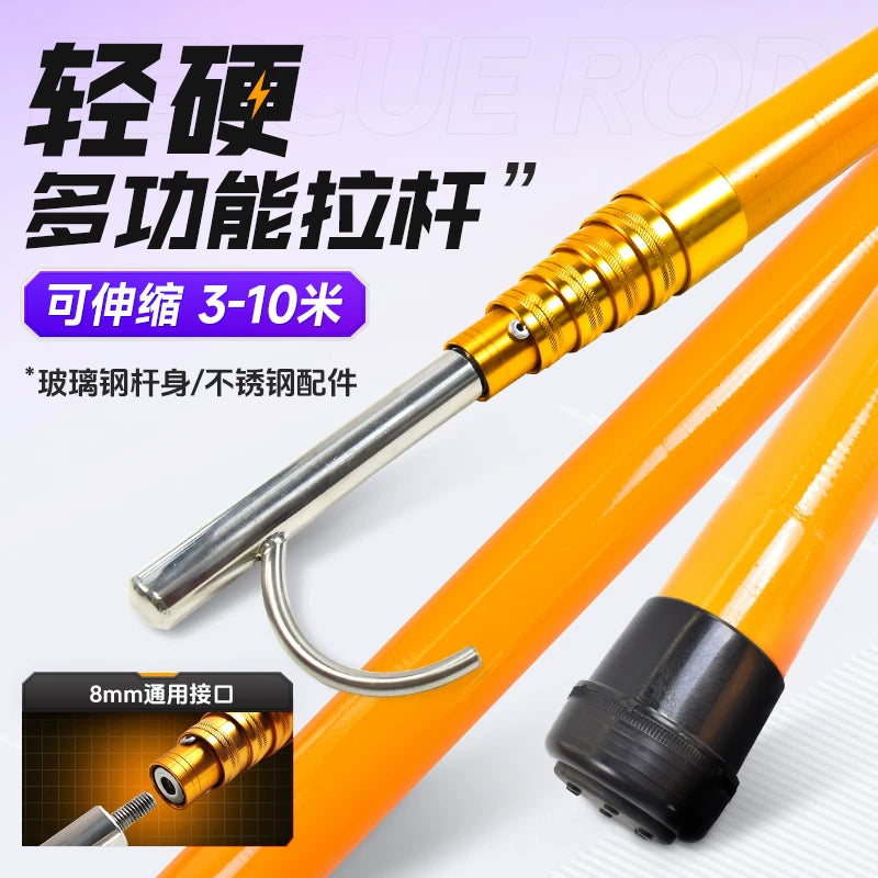 Telescopic Fiberglass/Stainless Steel Rescue Hook for Swimming Pool and Marine Water Rescue