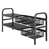 Under-Sink Expandable Storage Rack for Kitchen Cabinets, Pots, Pans, Dishes, and Sundries