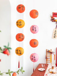 Chinese New Year Red Lantern String Lights with Fu Character for Festive Home Decor
