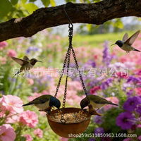 Cast Iron Hanging Bird Bath & Feeder for Outdoor Garden Decor