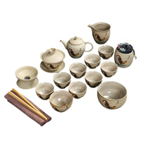 Japanese Style Kung Fu Tea Set with Ceramic Teapot, Cups, and Tray for Home or Office