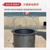 Portable Outdoor Wood Burning Stove with Grill Plate - Multifunctional Charcoal and Firewood Cooker for Camping and Heating