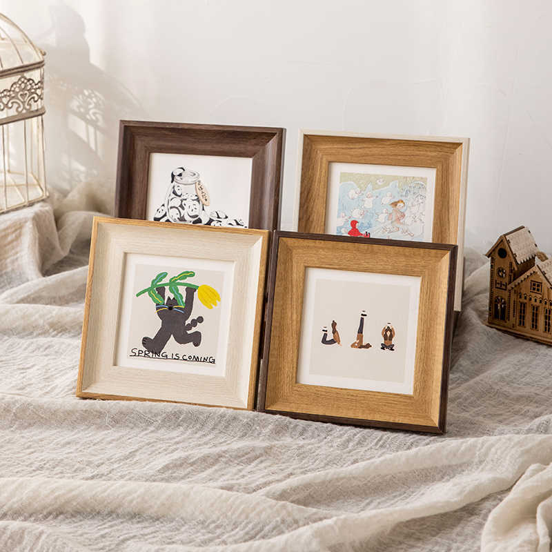 Square Photo Frame with Optional Print, DIY Mini Display for Tabletop or Wall Mount
