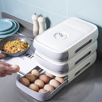 Stackable Rolling Egg Dispenser with Lid for Refrigerator, Drawer-Type Egg Storage Container