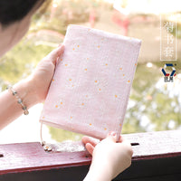 Handmade Daisy Fabric Book Cover for A5 Notebooks and Journals, Adjustable Protective Sleeve