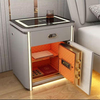 Smart Bedside Table Safe with Wireless Charging, Bluetooth Speaker, and Fingerprint Lock