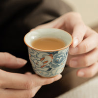Ru Kiln Style Auspicious Rabbit Teacup Ceramic Tea Bowl for Home Tea Ceremony
