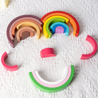 Wooden Rainbow Stacking Blocks Montessori Educational Toy for Kids