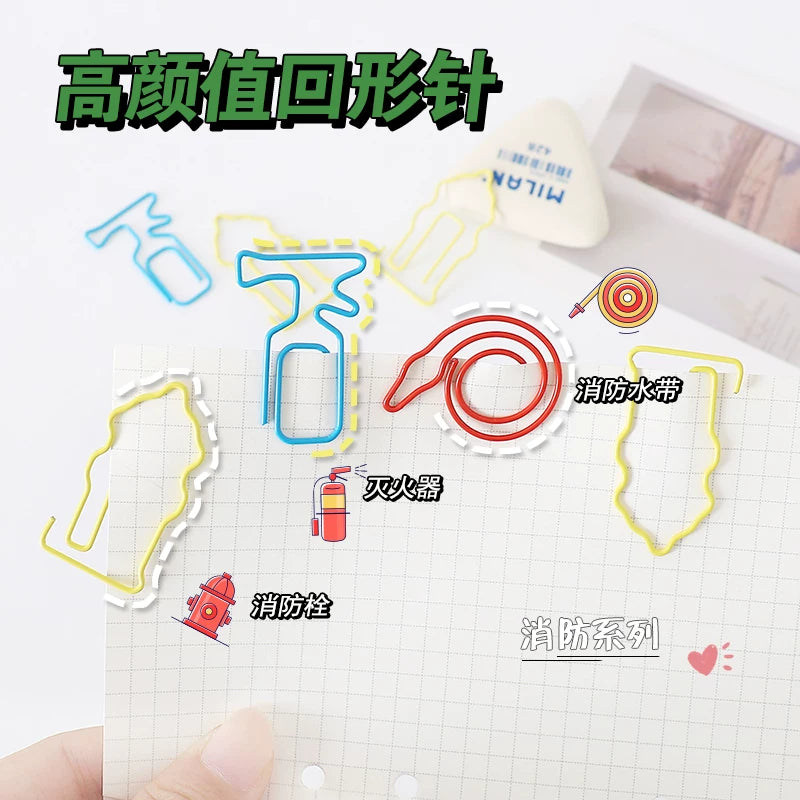 Fire Series Shaped Paper Clips, Cute Bookmark Stationery Folder Clips, 30 Pcs