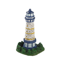 Mediterranean Style Resin Lighthouse Fish Tank Ornament with Small Wooden Boat and Reef Decor