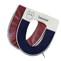Embroidered Animal Toilet Seat Cover, Thickened Coral Fleece Zipper Warm Toilet Seat, Washable Fabric for Winter Bathroom Decor