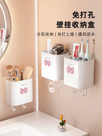 Wall-Mounted Comb Toothbrush Holder for Bathroom Storage, No-Drill Organizer