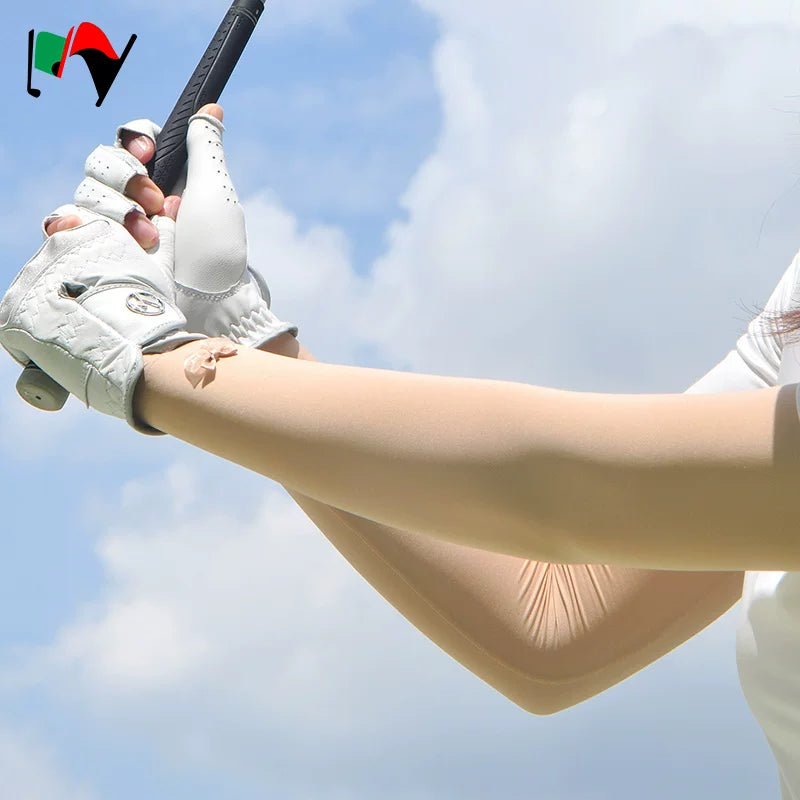 MY Golf Sun Protection Ice Silk Arm Sleeves for Women, UV Protection Outdoor Sports Long Arm Covers