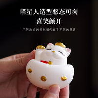 Creative Lucky Cat Tumbler Ceramic Tea Pet Office Home Desktop Decor Ornament