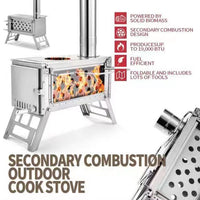 Portable Wood Burning Stove for Outdoor Camping, Picnics, BBQ, Tent Heating, Cooking, and Tea Making