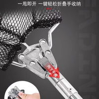Foldable Detachable Solid Triangle Fishing Net Head with Stainless Steel Telescopic Pole