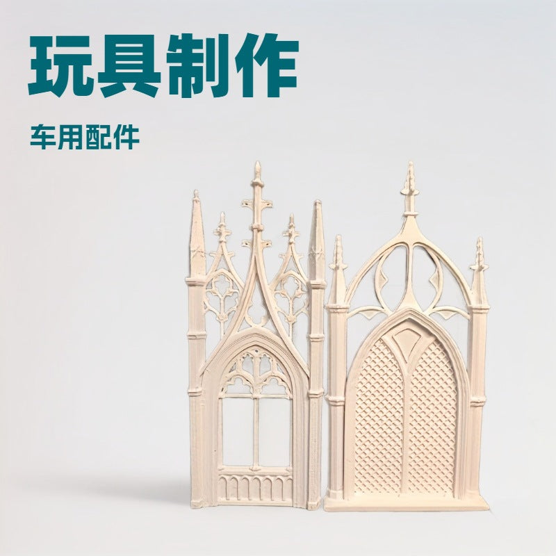 Dollhouse Miniature Gothic Window Model for Anime Scenes and DIY Crafts