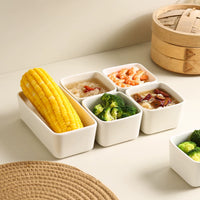 Ceramic Square and Rectangular Bowls for Hot Pot, BBQ, Snacks, Desserts, and Steaming
