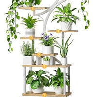 Multi-Tier Metal Plant Stand with Grow Light for Indoor Balcony Living Room