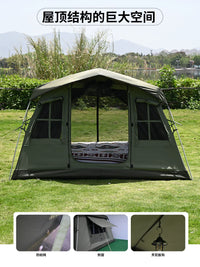 3-4 Person TC Polycotton Cabin Tent for Camping, Portable Waterproof Family Tent