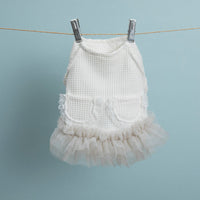 Waffle Knit Dog Princess Dress with Lace for Small Dogs