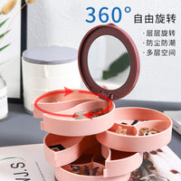 Rotating Multi-Layer Jewelry Organizer Box for Earrings, Rings, Necklaces, and Bracelets - Dustproof Storage
