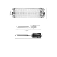 Stainless Steel Rolling BBQ Grill Basket Cylinder for Roasting and Smoking