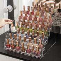 Clear Acrylic Nail Polish Display Stand Multi-layer Trapezoidal Cosmetic Organizer for Lipstick