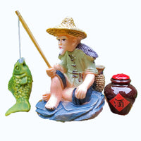 Miniature Fishing Old Man Figurine for Garden Pond Aquarium Landscape Decor