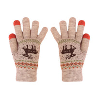 Winter Knitted Deer Pattern Touchscreen Gloves for Men and Women, Double-Layer Plush Lined Warm Cycling Gloves