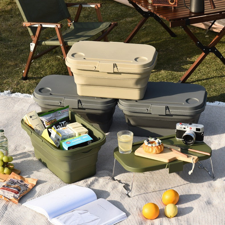 Foldable Outdoor Picnic Basket Car Trunk Storage Bin Portable Large Capacity Handheld Organizer