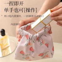 Portable Spring Closure Cosmetic Pouch Lipstick Jewelry Coin Storage Bag Mini Travel Organizer