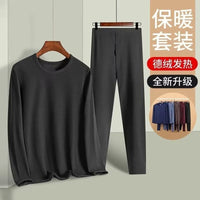 Men's Thermal Underwear Set, Fleece Lined, Crew Neck, Thin Warm Base Layer for Autumn/Winter