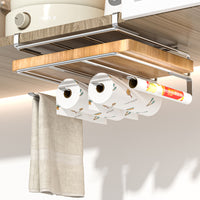 Stainless Steel Kitchen Cabinet Organizer Rack with Hooks for Pot Lids & Cutting Boards