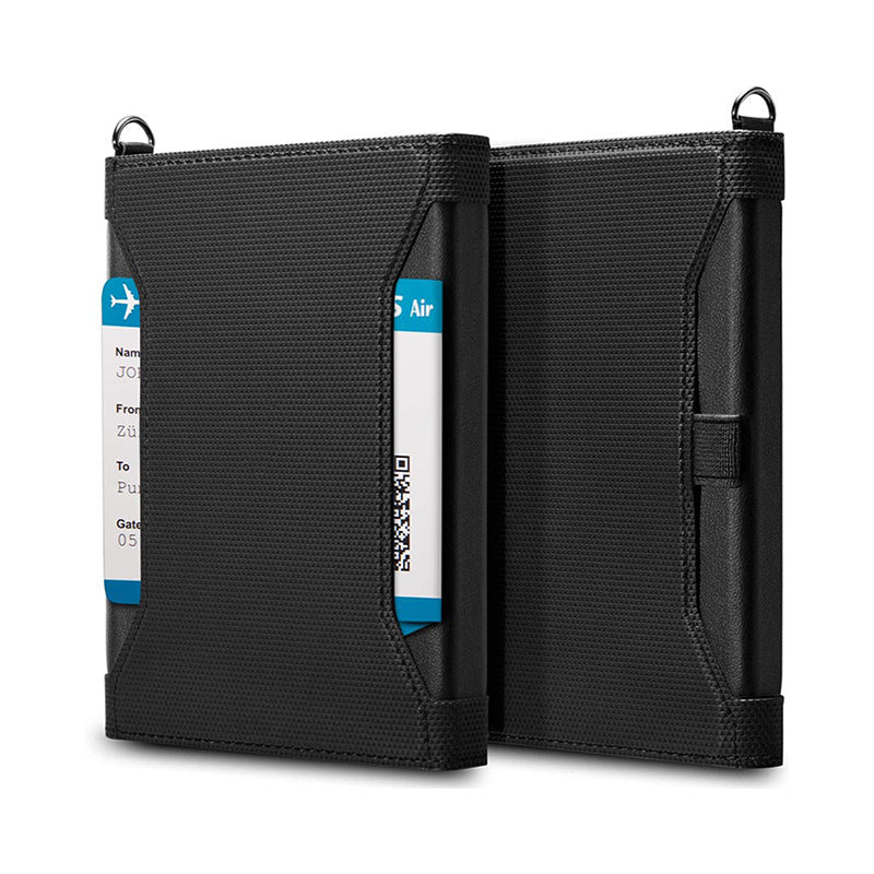RFID Blocking Travel Passport Holder with AirTag Case, Multi-functional Large Capacity Passport Wallet