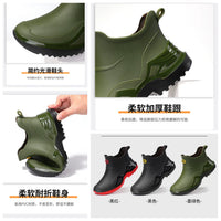 Men's Waterproof Non-Slip Mid-Calf Rain Boots for Work and Delivery