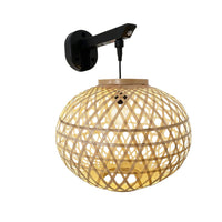 Solar Powered Bamboo Lantern Wall Light for Outdoor Garden & Courtyard Decor