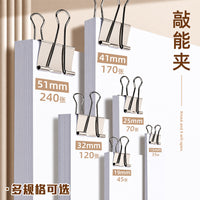 Silver Metal Binder Clips for Office Documents and Tickets, Strong Grip, Assorted Sizes