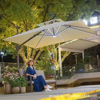 Outdoor Solar LED Patio Umbrella with Water Tank Base for Garden & Villa