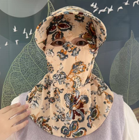 Floral Plaid Sun Hat with Neck Flap for Outdoor Work and UV Protection