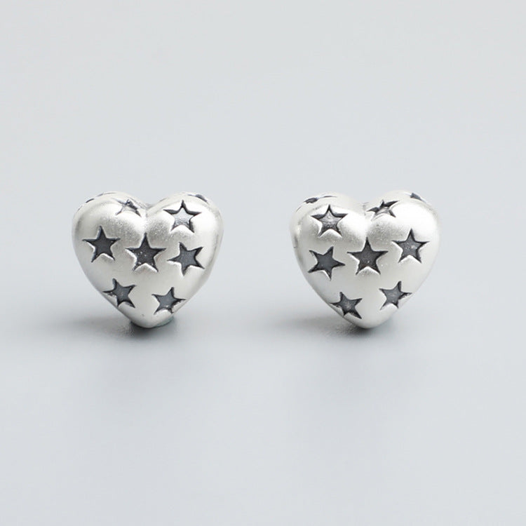 S999 Sterling Silver Heart Spacer Beads for DIY Bracelets and Necklaces