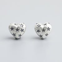 S999 Sterling Silver Heart Spacer Beads for DIY Bracelets and Necklaces