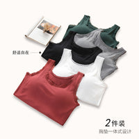 Women's Padded Lace Trim Camisole with Built-in Bra, Breathable Anti-Exposure Tank Top