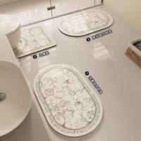Diatomaceous Earth Absorbent Bathroom Mat Set - Non-Slip Quick Dry Toilet U-Shaped & Bath Mat