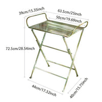 Vintage Wrought Iron Foldable Table and Chair Set for Outdoor Patio, Indoor Decor, Plant Stand, or Side Table