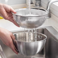 Stainless Steel Colander and Basin Set for Washing Rice and Draining Food