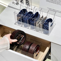 Clear Belt Organizer Box for Wardrobe, Multi-functional Storage Rack for Ties, Scarves, and Belts
