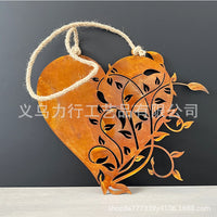 Rustic Iron Heart Wall Decor Outdoor Garden Fence Metal Craft
