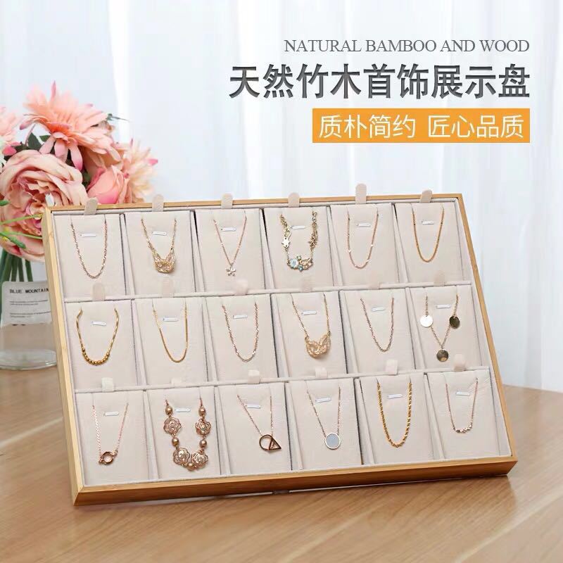 Bamboo & Wood Jewelry Display Stand for Necklaces, Earrings, and Pendants