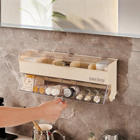 Wall-Mounted Cream Style Bathroom Storage Box with Dustproof Lid and Compartments for Socks